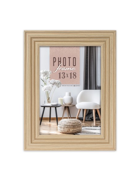 Portafoto in legno naturale Cm. 18x23 - Foto Cm. 13x18