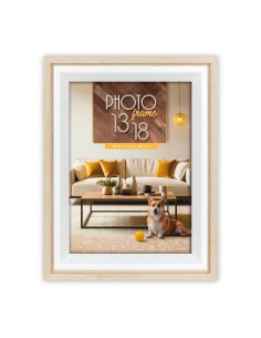 Portafoto in legno classico doppio bordo bicolore crema Cm. 17,3x22,3 - Foto cm. 13x18