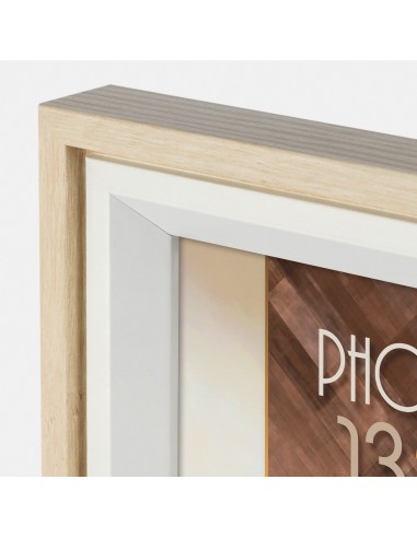Portafoto in legno classico doppio bordo bicolore crema Cm. 17,3x22,3 - Foto cm. 13x18