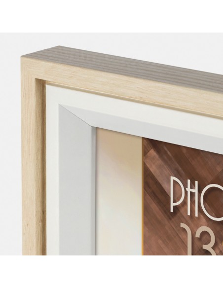 Portafoto in legno classico doppio bordo bicolore crema Cm. 17,3x22,3 - Foto cm. 13x18