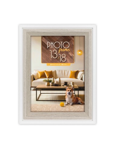 Portafoto in legno classico doppio bordo bicolore bianco Cm. 17,3x22,3 - Foto cm. 13x18