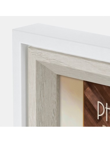 Portafoto in legno classico doppio bordo bicolore bianco Cm. 17,3x22,3 - Foto cm. 13x18
