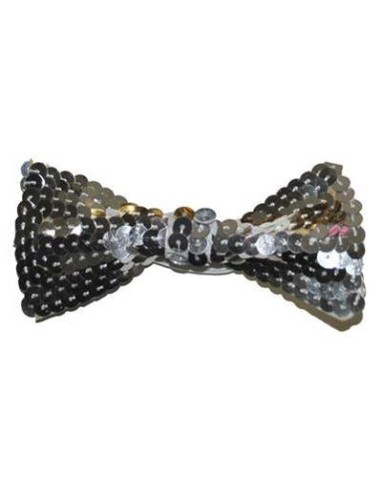 Papillon con elastico e paillettes - Silver