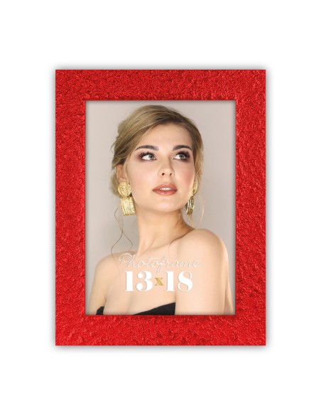 Portafoto in plastica rosso martellato Cm. 17x22 - Foto Cm. 13x18