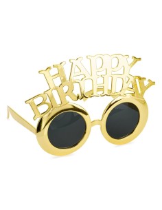 Occhiali party "Happy Birthday" Cm. 16,5x11,5 - Cold Gold