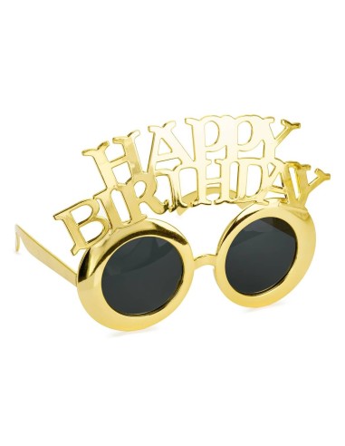 Occhiali party "Happy Birthday" Cm. 16,5x11,5 - Cold Gold