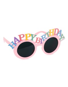 Occhiali party "Happy Birthday" Cm. 18,5x7,5 - Rosa