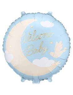 Palloncino mylar rotondo Cm. 35x35 - Welcome Baby - Light Blue