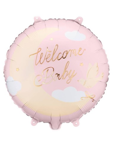 Palloncino mylar rotondo Cm. 35x35 - Welcome Baby - Light Pink