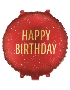 Palloncino mylar rotondo cm. 35x35 - Happy Birthday Dark red