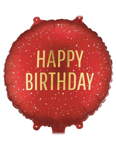 Palloncino mylar rotondo cm. 35x35 - Happy Birthday Dark red