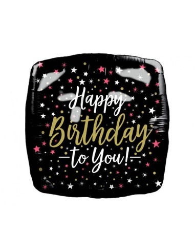 Palloncino mylar quadrato Cm. 46x46 - Happy Birthday to you