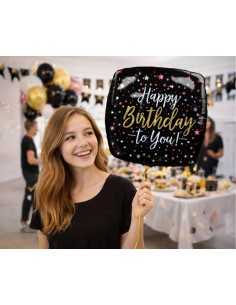 Palloncino mylar quadrato Cm. 46x46 - Happy Birthday to you 2