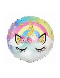 Palloncino mylar 18" rotondo - Unicorno pastello