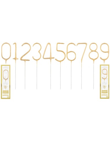 Candela sparklers Cm. 17 - Oro Gold - Numeri da 0 a 9 assortiti