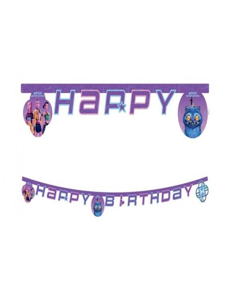 Festone banner scritta Happy Birthday - K-Pop Demon Hunters