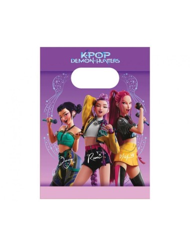 Sacchetti carta party Cm. 16x22 - Confezione 4 pezzi - K-Pop Demon Hunters