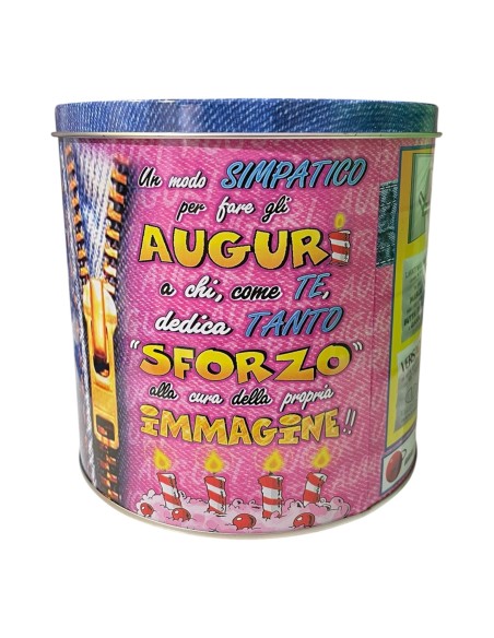 Carta igienica stampata in barattolo latta "Buon Compleanno"