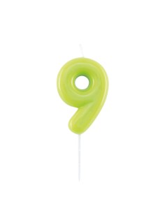 Candelina per torta laccata "Glossy" Cm. 10,5 - Verde Lime - Nr. 9