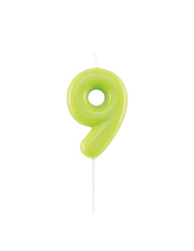 Candelina per torta laccata "Glossy" Cm. 10,5 - Verde Lime - Nr. 9