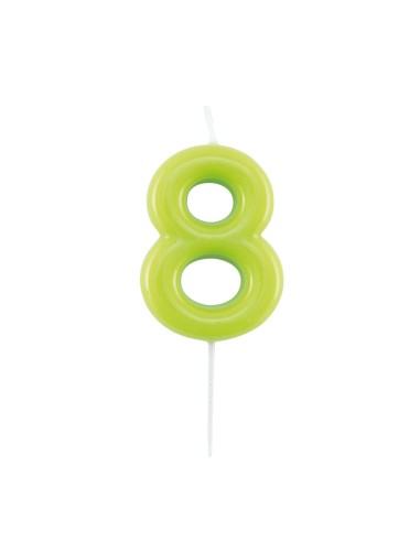 Candelina per torta laccata "Glossy" Cm. 10,5 - Verde Lime - Nr. 8