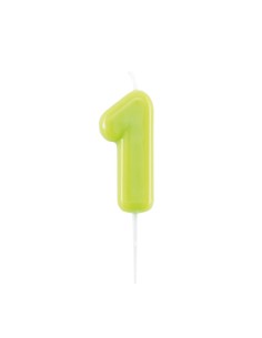 Candelina per torta laccata "Glossy" Cm. 10,5 - Verde Lime - Nr. 1