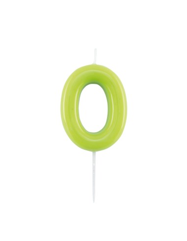 Candelina per torta laccata "Glossy" Cm. 10,5 - Verde Lime - Nr. 0
