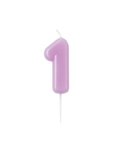 Candelina per torta laccata "Glossy" Cm. 10,5 - Malva Lilla - Nr. 1