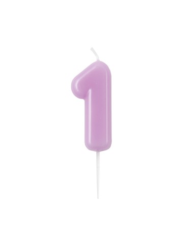 Candelina per torta laccata "Glossy" Cm. 10,5 - Malva Lilla - Nr. 1