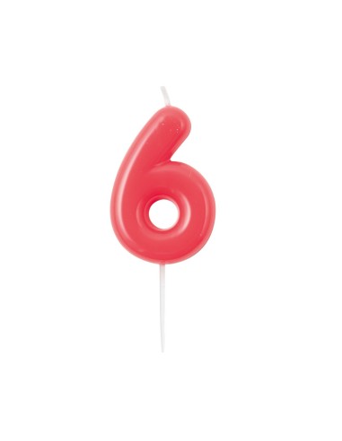 Candelina per torta laccata "Glossy" Cm. 10,5 - Lampone - Nr. 6