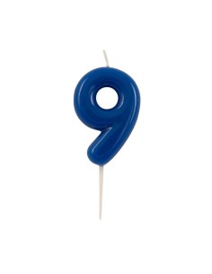Candelina per torta laccata "Glossy" Cm. 10,5 - Blu - Nr. 9