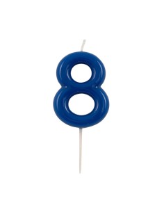 Candelina per torta laccata "Glossy" Cm. 10,5 - Blu - Nr. 8
