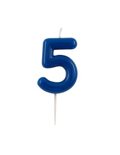 Candelina per torta laccata "Glossy" Cm. 10,5 - Blu - Nr. 5