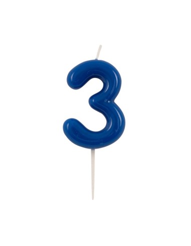 Candelina per torta laccata "Glossy" Cm. 10,5 - Blu - Nr. 3