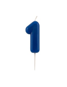 Candelina per torta laccata "Glossy" Cm. 10,5 - Blu - Nr. 1
