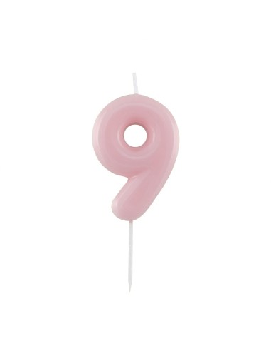 Candelina per torta laccata "Glossy" Cm. 10,5 - Rosa - Nr. 9