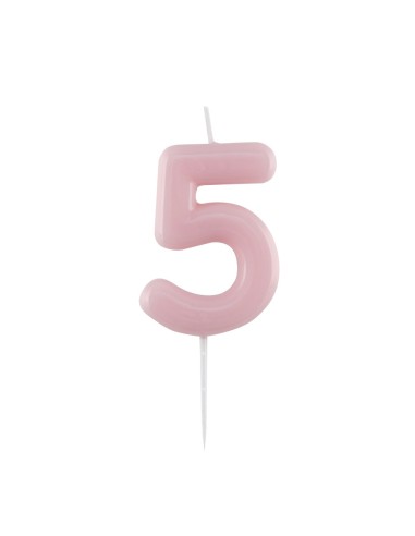 Candelina per torta laccata "Glossy" Cm. 10,5 - Rosa - Nr. 5