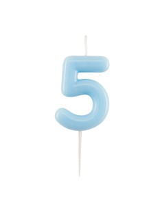 Candelina per torta laccata "Glossy" Cm. 10,5 - Azzurro - Nr. 5