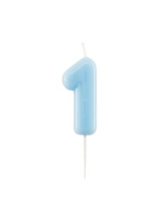 Candelina per torta laccata "Glossy" Cm. 10,5 - Azzurro - Nr. 1