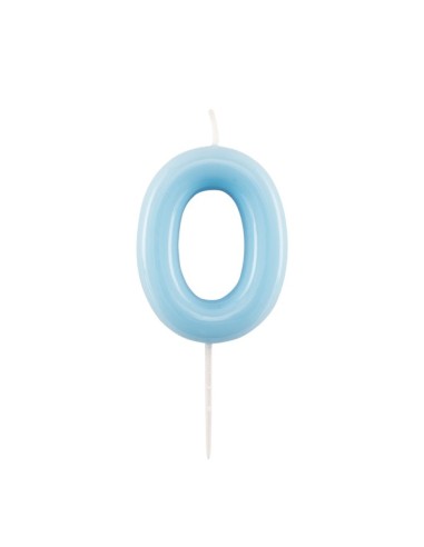 Candelina per torta laccata "Glossy" Cm. 10,5 - Azzurro - Nr. 0
