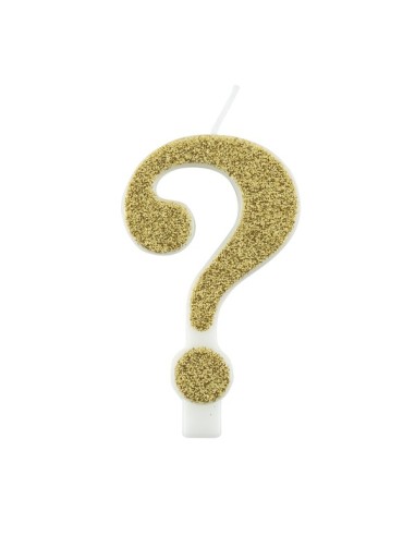 Candelina per torta "?" Punto interrogativo glitter Cm. 9,5 - Gold