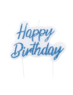 Candelina per torta scritta Happy Birthday glitter Cm. 8x6 - Blue