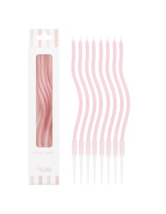 Candeline Curly con sostegno Cm. 12,5 - Blister 8 pz - Rosa