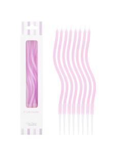 Candeline Curly con sostegno Cm. 12,5 - Blister 8 pz - Malva Lilla