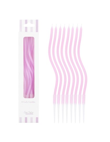 Candeline Curly con sostegno Cm. 12,5 - Blister 8 pz - Malva Lilla