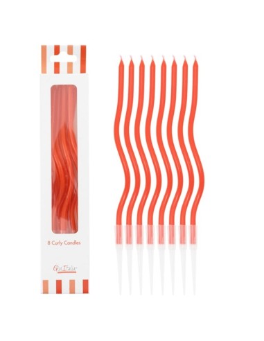 Candeline Curly con sostegno Cm. 12,5 - Blister 8 pz - Rosso