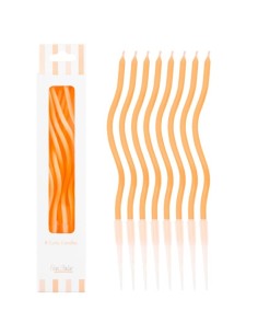 Candeline Curly con sostegno Cm. 12,5 - Blister 8 pz - Arancio