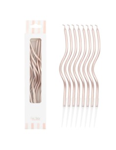 Candeline Curly con sostegno Cm. 12,5 - Blister 8 pz - Metal Rosa Gold