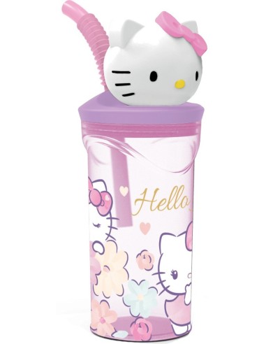Bicchiere con cannuccia 3D Tritan - Hello Kitty