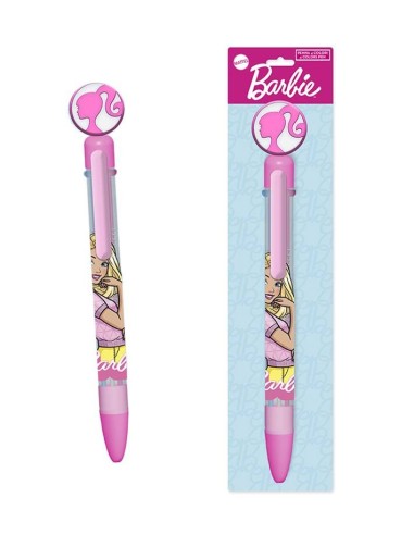 Penna 4 colori con topper in gomma 3D - Barbie